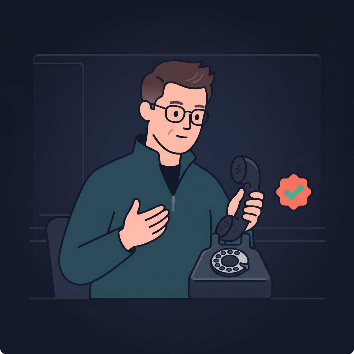 Illustration of Collin Richard picking up the phone, ready to help.